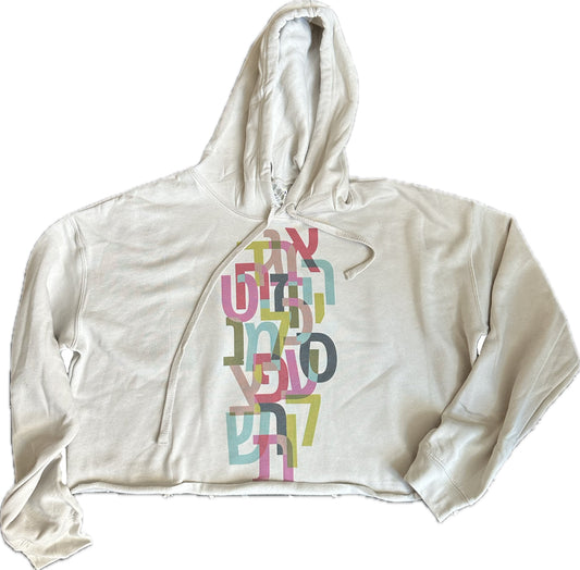 7 Layer Studio x Mrs. Meshugga Aleph Bet Cropped Hoodie - Adult | Products