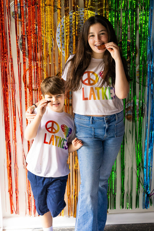 Rainbow Hanukkah Peace Love Latkes Unisex Shirt | Adult Unisex