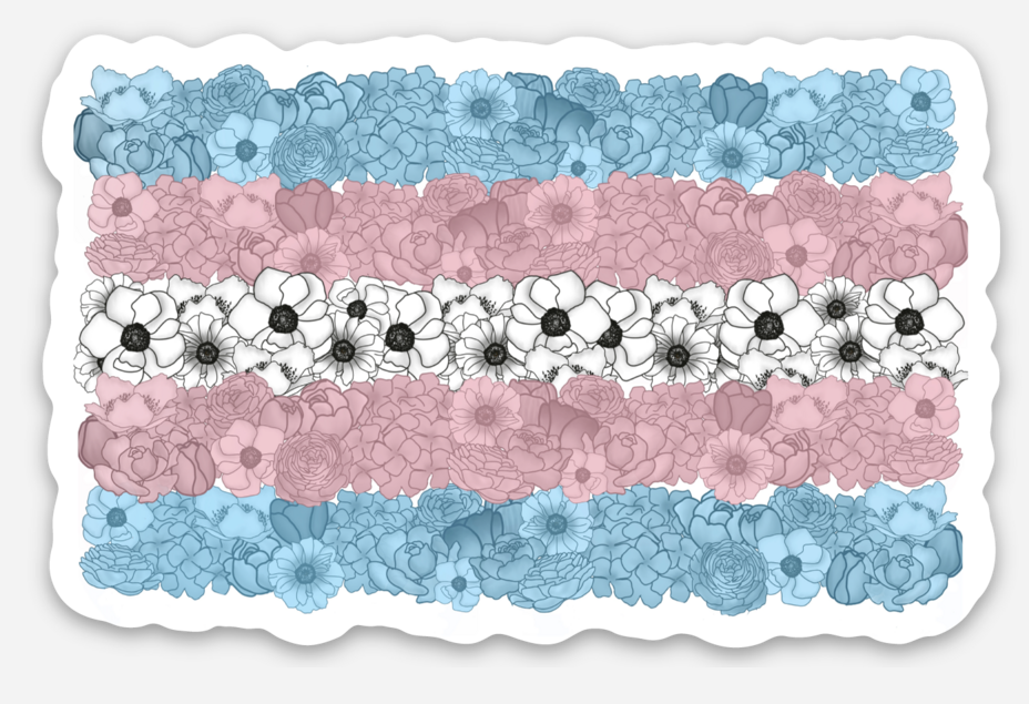 Trans Floral Flag Sticker