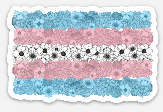 Trans Floral Flag Sticker | Stickers & Paper