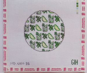 Green Heart Needlepoint: Mint Mojito Round Coaster