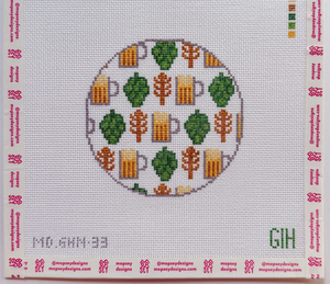 Green Heart Needlepoint: Beer Round Coaster