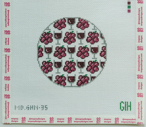 Green Heart Needlepoint: Wine Round Coaster