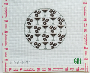 Green Heart Needlepoint: Espresso Martini Round Coaster