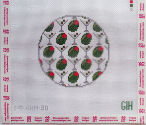 Green Heart Needlepoint: Dirty Martini Round Coaster