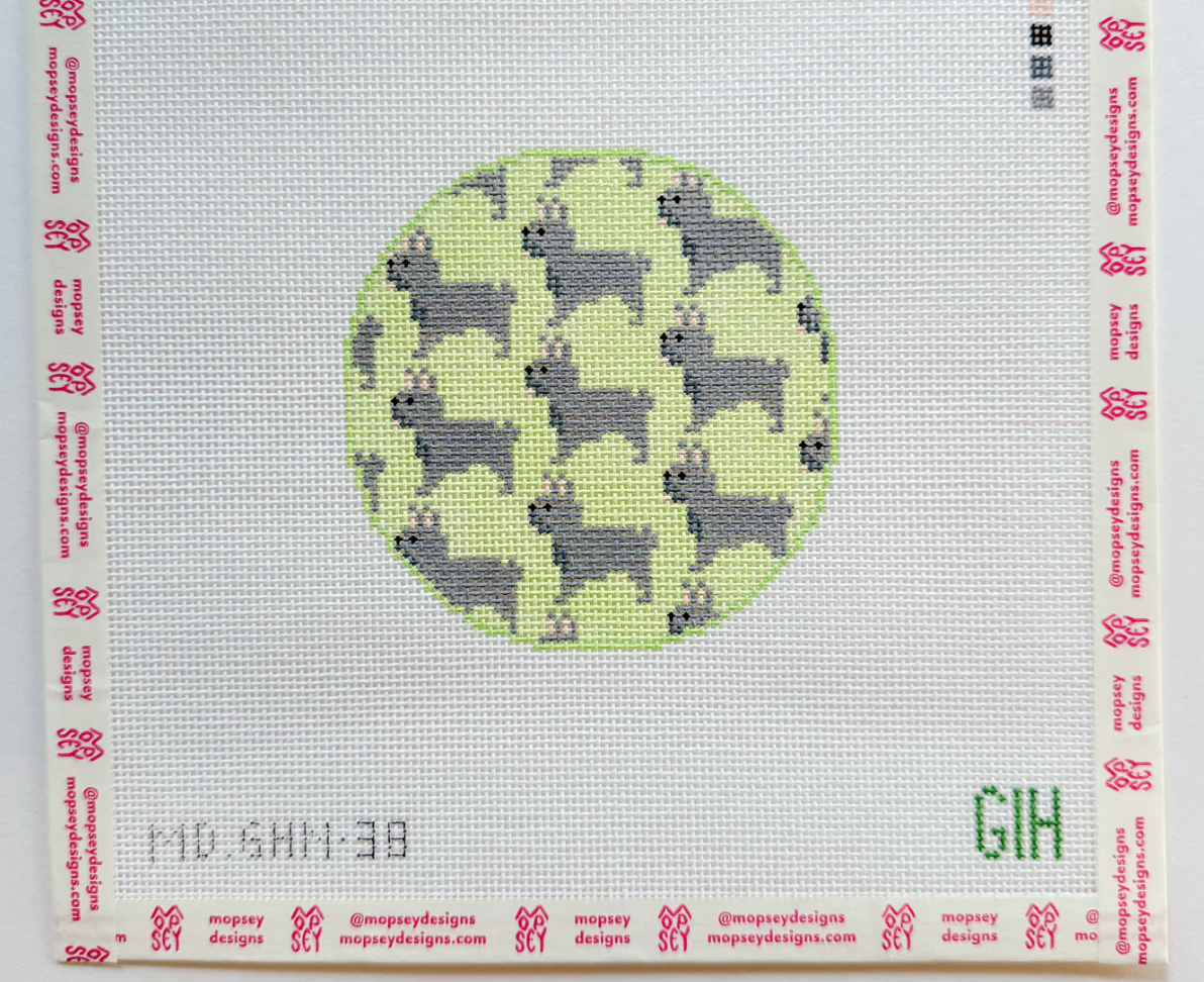 Green Heart Needlepoint: French Bulldog