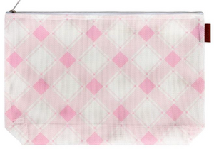 Large Mesh Plaid Project Bag Pink