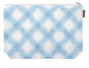 Large Mesh Plaid Project Bag Blue