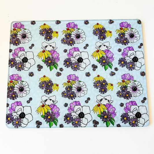Floral Pesach Large Glass Tray | Passover