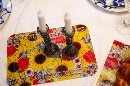 Flowers of the Ukraine Shabbat Candle Drip Tray