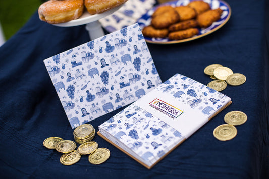 Hanukkah Toile Set of 4 5x7 Cards with envelopes | Hanukkah Toile
