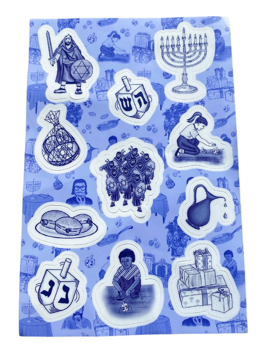 Hanukkah Toile Sticker Sheet | Hanukkah Toile