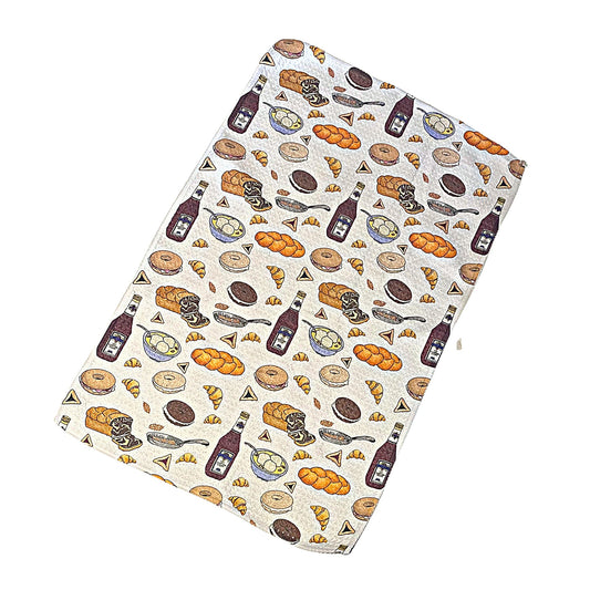 Jewish Food Waffle Weave Tea Towel | Holiday