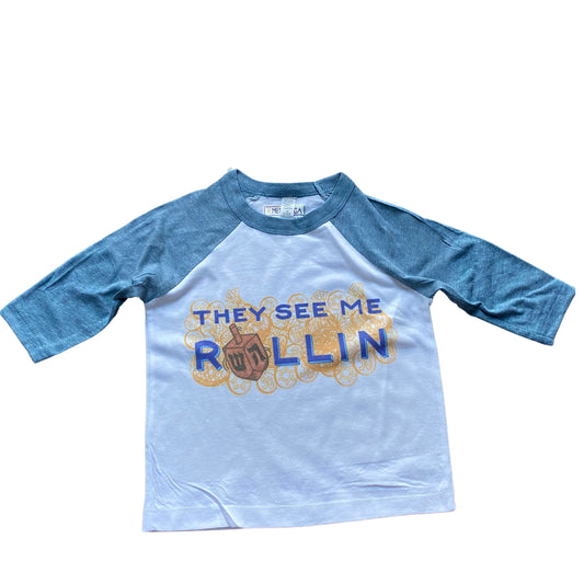 They See Me Rollin Baseball Shirt - Youth | Hanukkah 2023 Ad Set