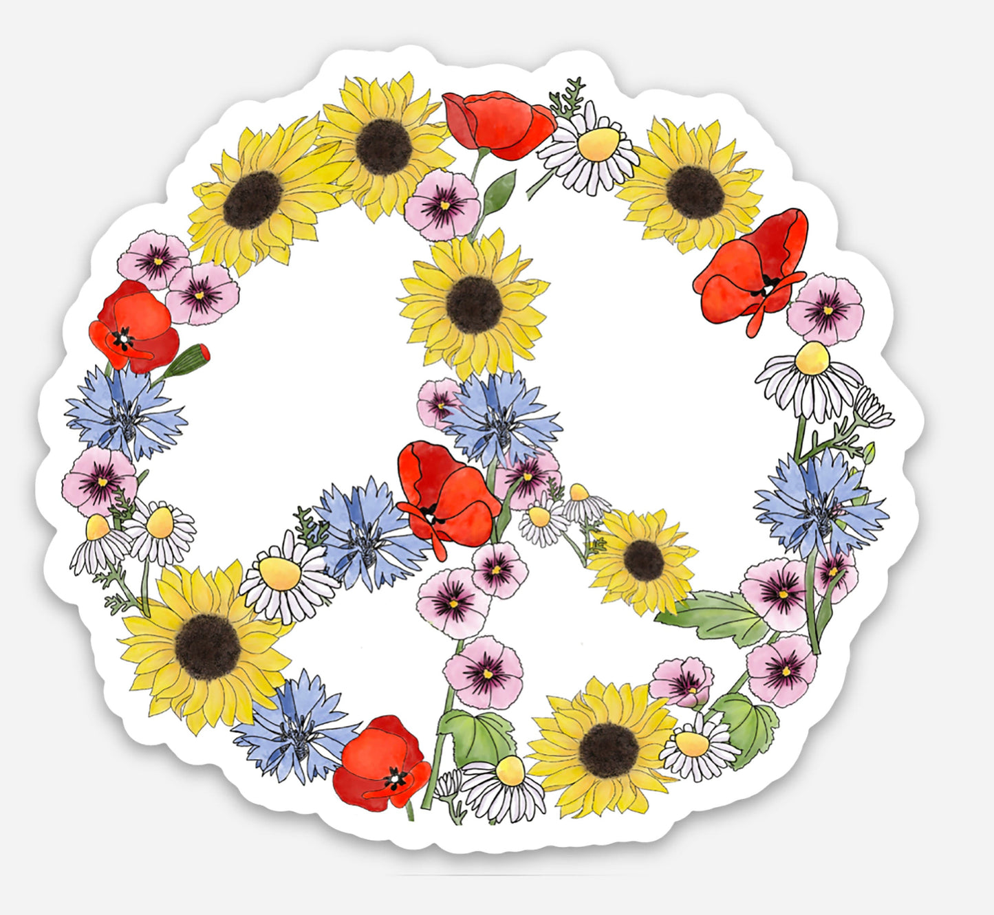 Flower Peace Sign Peace Now & Forever Sticker