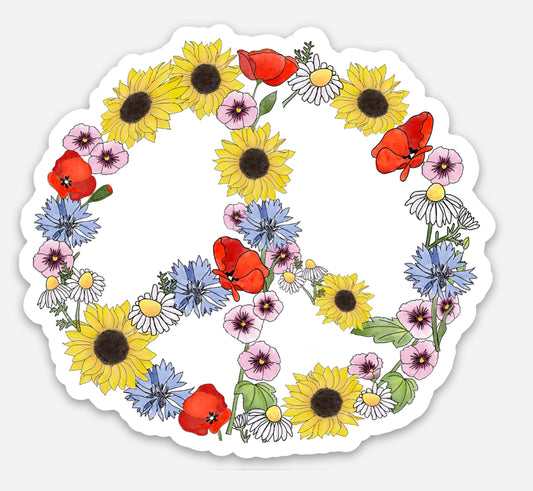 Flower Peace Sign Peace Now & Forever Sticker | Peace Now & Forever